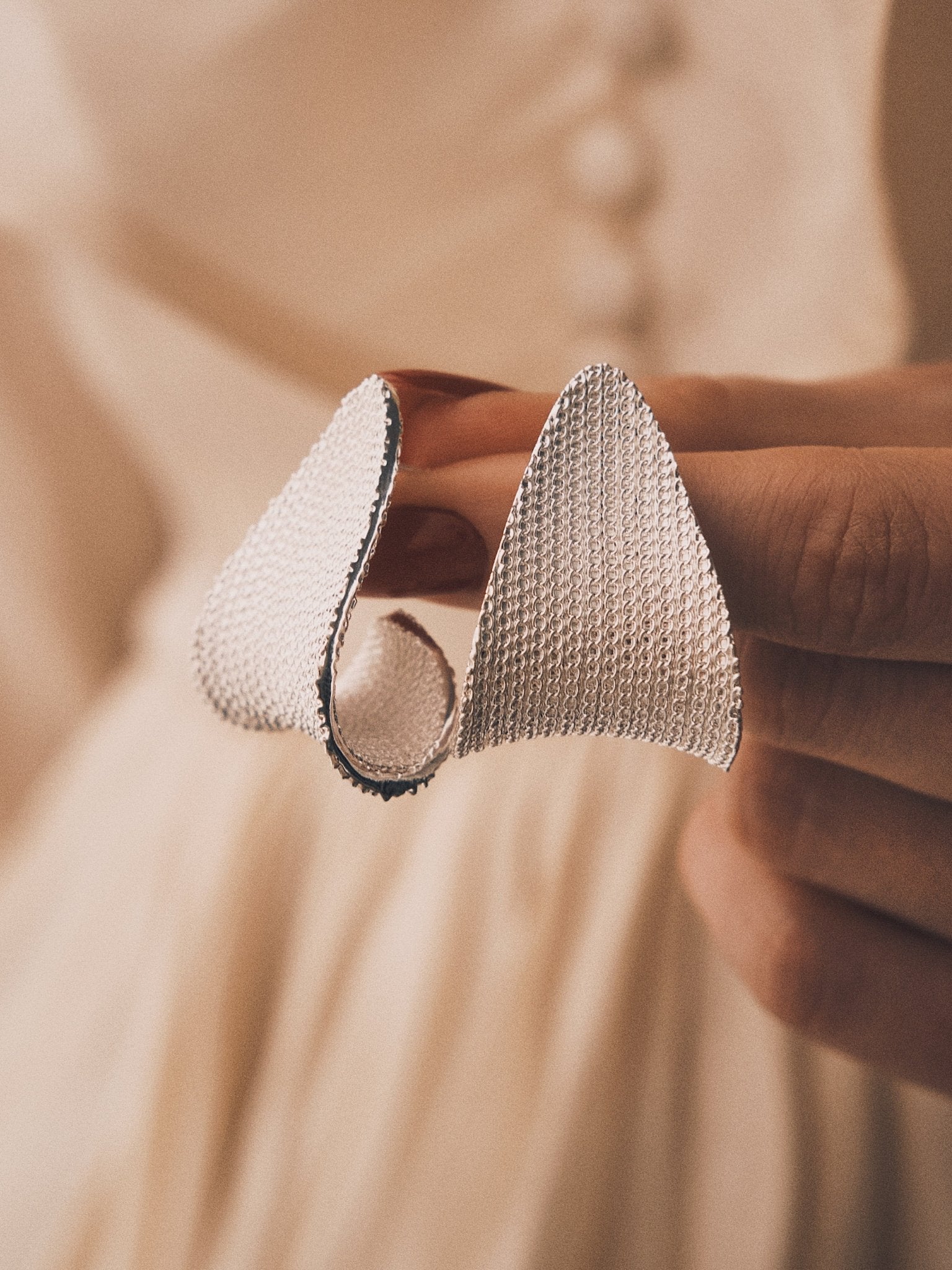 Lace Shield Earrings — Silver-Tone Earrings, alternate view